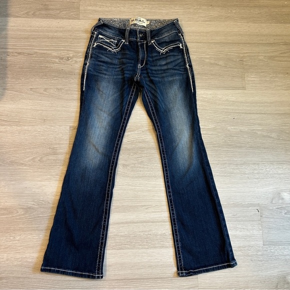 Ariat Women’s R.E.A.L Denim Mid Rise Stretch Entwined Boot Cut Jean - 27s - Picture 1 of 7